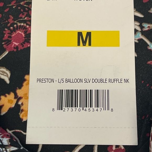 By Design - black floral ruffle neck blouse - Picture 8 of 8